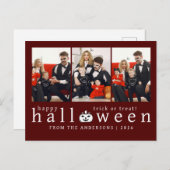 ミニマルモダンス不気味ハッピーハローウィン3写真 シーズンポストカード (正面/裏面)