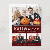 ミニマルモダンス不気味ハッピーハローウィン3写真 シーズンポストカード (正面/裏面)