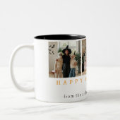 ミニマルモダンス不気味ハッピーハローウィン3写真 ツートーンマグカップ (左)