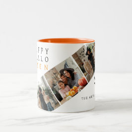 ミニマルモダンス不気味ハッピーハローウィン3写真 ツートーンマグカップ