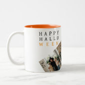 ミニマルモダンス不気味ハッピーハローウィン3写真 ツートーンマグカップ (左)