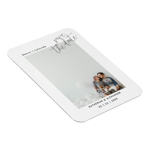 ミニマルモダンス写真エレガント日付カードの保存 マグネット (右側)