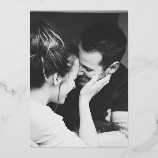 ミニマルモダンス写真エレガント日付金ゴールドの保存 箔招待状 (裏面)