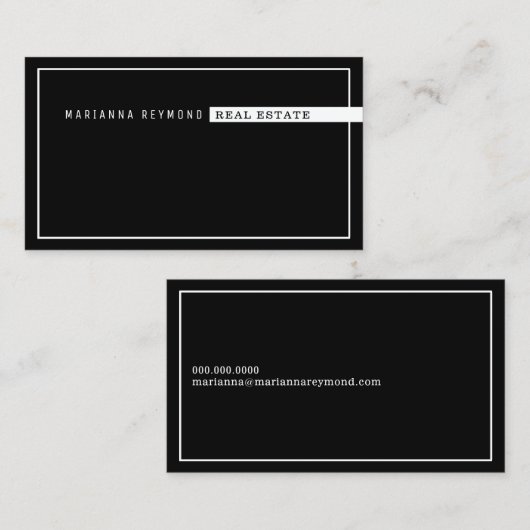 ミニマルモダンス基本実在とエテート黒 名刺 (正面/裏面)
