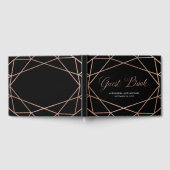 ミニマルモダンス幾何フェイクバラ金ゴールド | ブラック ゲストブック (全面)