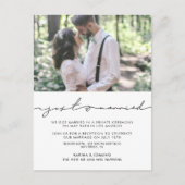 ミニマルモダンス手書きたった今結婚しました ポストカード (正面)