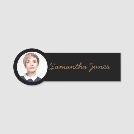 ミニマルモダンス手書きスクリプト写真 名札 (正面)