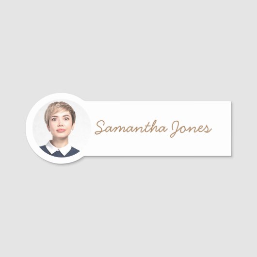 ミニマルモダンス手書きスクリプト写真 名札 (正面)