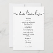 ミニマルモダンス手書きバチェロレッテ週末 招待状 (裏面)