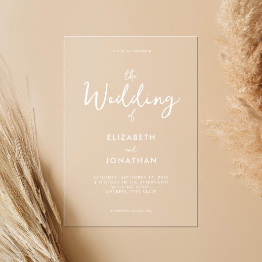 ミニマルモダンス書結婚道 アクリル招待状