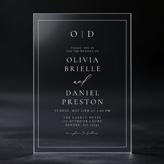 ミニマルモダンス書結婚道 アクリル招待状