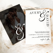 ミニマルモダンス結婚のモノクロ写真 招待状