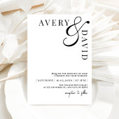 ミニマルモダンス結婚のモノクロ写真 招待状