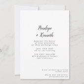 ミニマルモダンス結婚スクリプクラシックト白 招待状 (正面)
