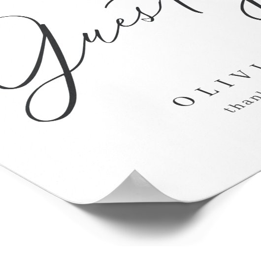 ミニマルモダンス結婚スクリプトのゲストブックサイン ポスター (角)