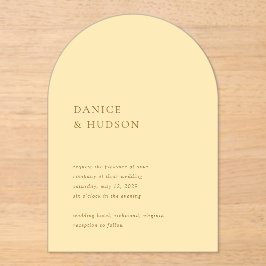 ミニマルモダンス結婚バターイエロー アクリル招待状