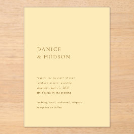 ミニマルモダンス結婚バターイエロー アクリル招待状