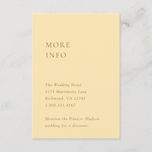 ミニマルモダンス結婚バターイエロー エンクロージャーカード (正面)