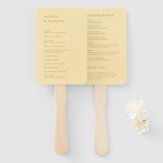 ミニマルモダンス結婚バターイエロー ハンドファン (正面&裏面)