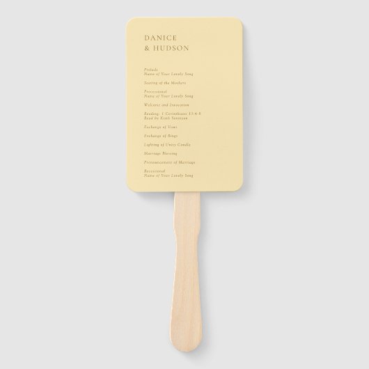 ミニマルモダンス結婚バターイエロー ハンドファン (正面)