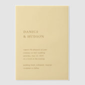 ミニマルモダンス結婚バターイエロー ベラム紙招待状 (正面)