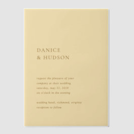 ミニマルモダンス結婚バターイエロー ベラム紙招待状