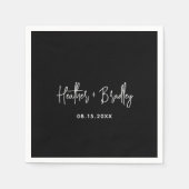 ミニマルモダンス結婚ブラック スタンダードカクテルナプキン (正面)