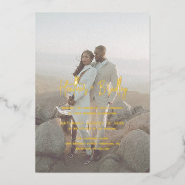 ミニマルモダンス結婚写真 箔招待状