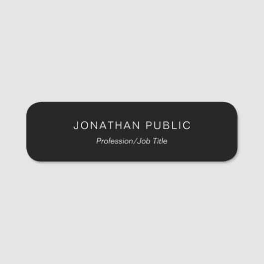 ミニマルモダンス黒エレガントテンプレート丸 名札 (正面)