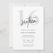 ミニマルモダンス16th誕生日パーティーへの招待 招待状 (正面)