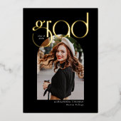 ミニマルモダンスArchシンプル5写真卒業 箔招待状 (正面)