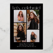 ミニマルモダンスArchシンプル5写真卒業 箔招待状 (裏面)