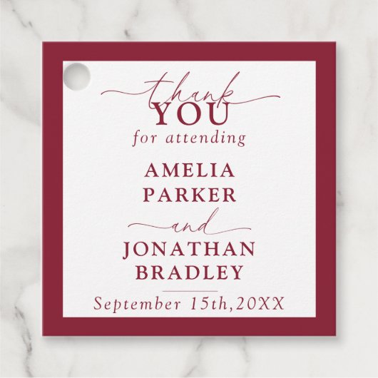 ミニマルモダンタイポグラフィウェディングレセプション フェイバータグ (正面)