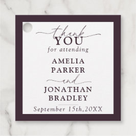 ミニマルモダンタイポグラフィウェディングレセプション フェイバータグ