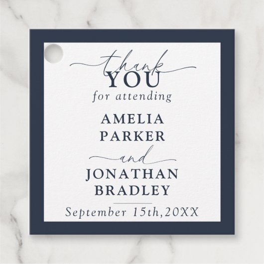 ミニマルモダンタイポグラフィウェディングレセプション フェイバータグ (正面)