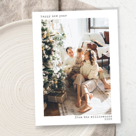 ミニマルモダンタイポグラフィハッピーニューイヤー写真 シーズンカード