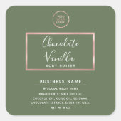 ミニマルモダンタイポグラフィバラ金ゴールドフレームロゴ スクエアシール (正面)