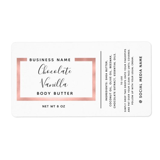 ミニマルモダンタイポグラフィバラ金ゴールドフレーム ラベル (正面)