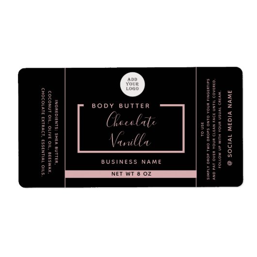 ミニマルモダンタイポグラフィブラックロゴ製品 ラベル (正面)