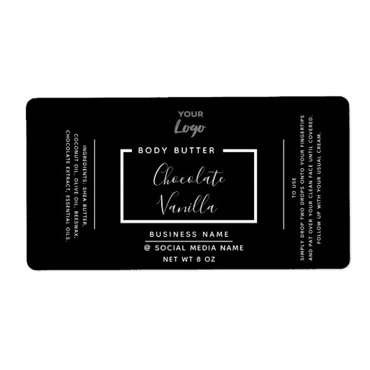 ミニマルモダンタイポグラフィブラックロゴ製品 ラベル (正面)