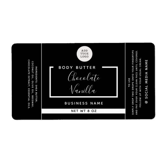 ミニマルモダンタイポグラフィブラックロゴ製品l ラベル (正面)