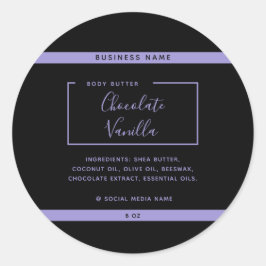 ミニマルモダンタイポグラフィブラック製品ラベル ラウンドシール