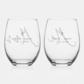 ミニマルモダンタイポグラフィミセス結婚ズ ステムなしワイングラス (裏面)