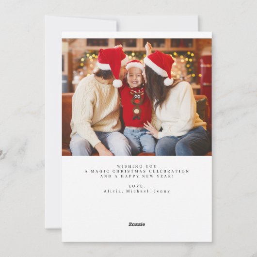 ミニマルモダンタイポグラフィメリーのクリスマス写真 シーズンカード (裏面)