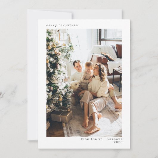 ミニマルモダンタイポグラフィメリークリスマスフォト シーズンカード (正面)