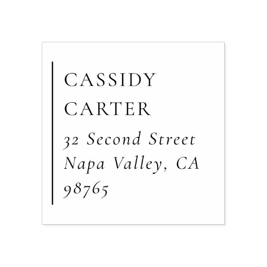 ミニマルモダンタイポグラフィ名と差出人住所 ラバースタンプ (インプリント)