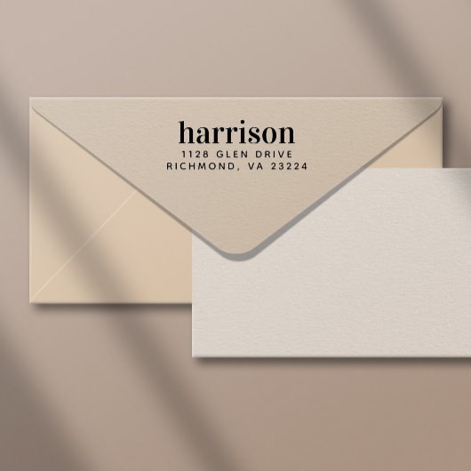 ミニマルモダンタイポグラフィ名差出人住所 ラバースタンプ