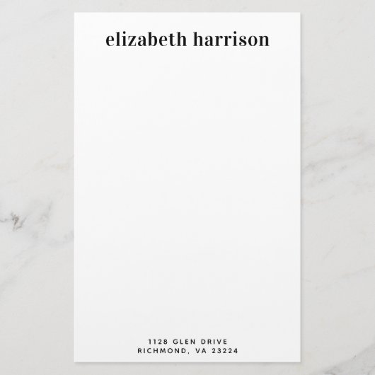 ミニマルモダンタイポグラフィ名差出人住所 便箋 (正面)