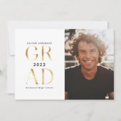 ミニマルモダンタイポグラフィ撮影金ゴールド 招待状 (正面)