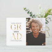 ミニマルモダンタイポグラフィ撮影金ゴールド 招待状 (スタンド正面)